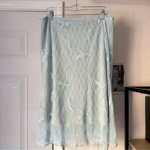 PRETTY GIRL fairy y2k vintage mint seafoam green dragonfly lace knit midi skirt